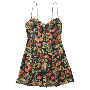Urban Outfitters Petra Satin Sweetheart‎ Black Dark Fairy Floral Mini Slip Dress